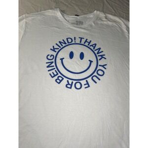 THE PHLUID PROJECT White Graphic T Shirt Smile Face Be Kind Thank You Mens XL